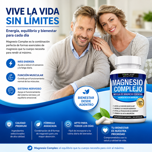 Suplemento Complejo de Magnesio 8 Magnesio Elemental 1000mg